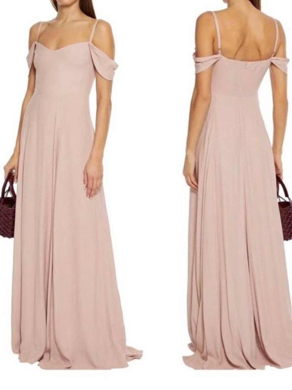 Reformation Poppy Cold-Shoulder Crepe Maxi Dress